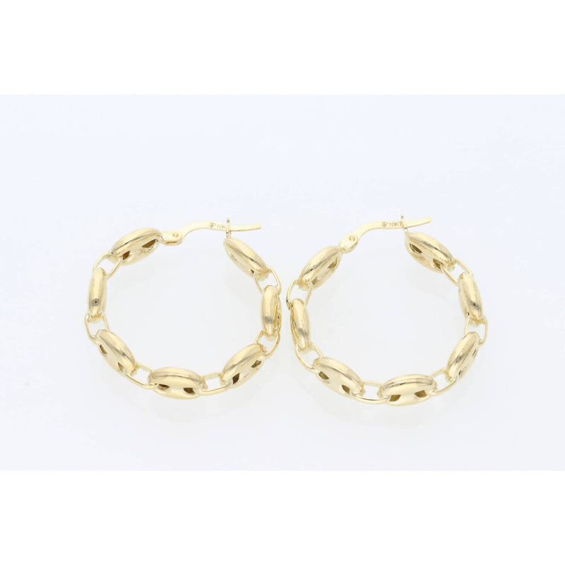 14K Gold Puff Mariner Hoop Earring 7mmW:5.1