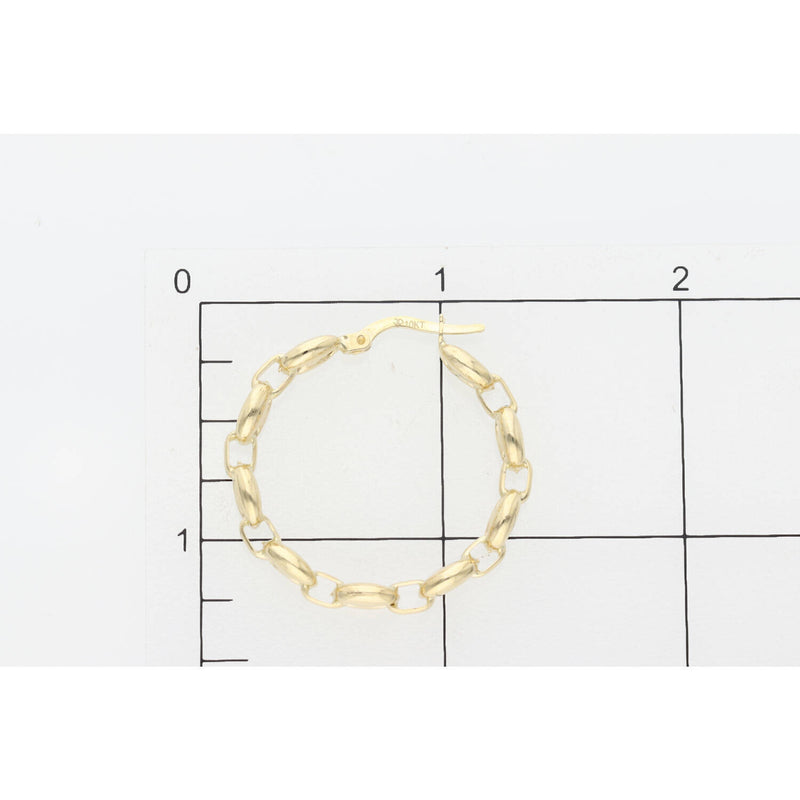14K Gold Puff Mariner Hoop Earring 7mmW:5.1