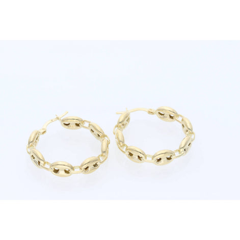 14K Gold Puff Mariner Hoop Earring 7mmW:5.1