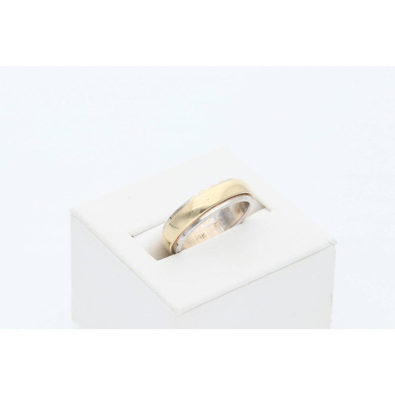 14K Solid Gold Two Tone Wedding Band