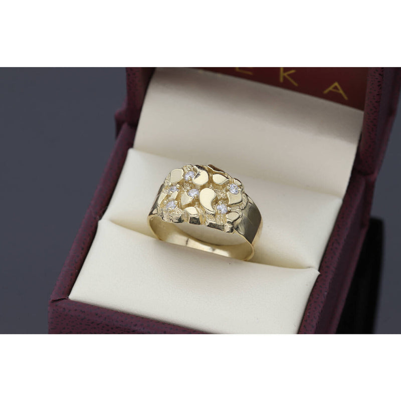 10K Gold & CZ  Nugget Ring  S.11  W:4