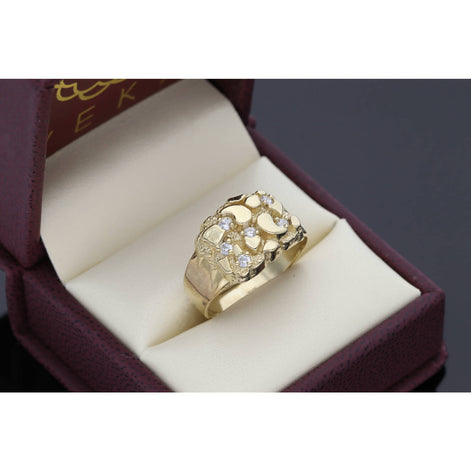 10K Gold & CZ  Nugget Ring  S.11  W:4