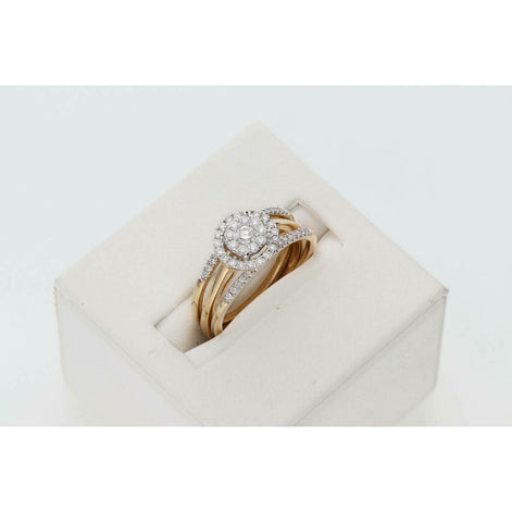 Radiant Love 14K Gold 12 Ctw Diamond Amour Bridal Trio Set Ring