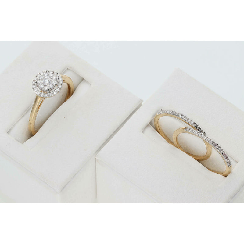 Radiant Love 14K Gold 12 Ctw Diamond Amour Bridal Trio Set Ring