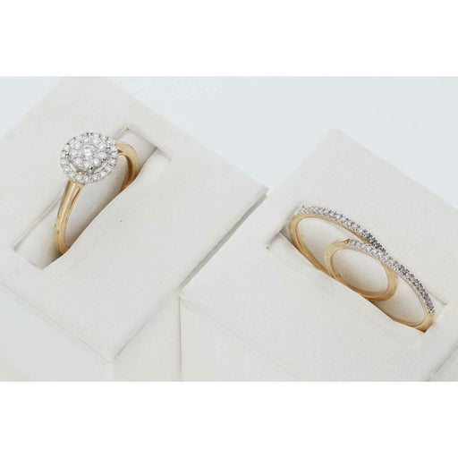 Radiant Love 14K Gold 12 Ctw Diamond Amour Bridal Trio Set Ring
