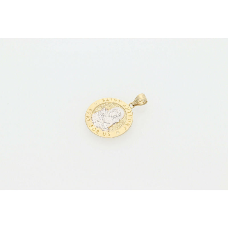 10 Karat Gold Two Tone St. Anthony Medal Charm W: 1.7
