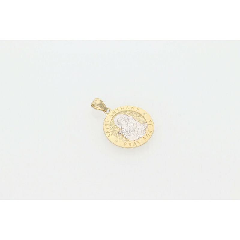 10 Karat Gold Two Tone St. Anthony Medal Charm W: 1.7