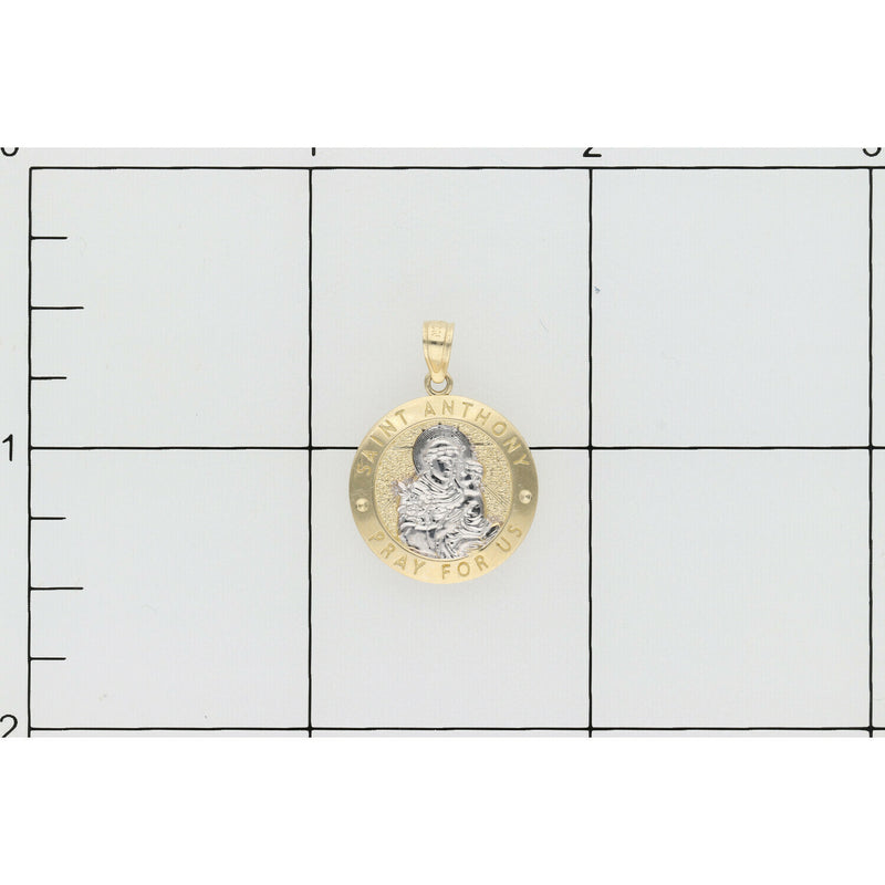 10 Karat Gold Two Tone St. Anthony Medal Charm W: 1.7