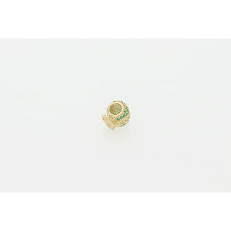 14 Karat Gold Cz Green Dollar Bag Charm W:1.7