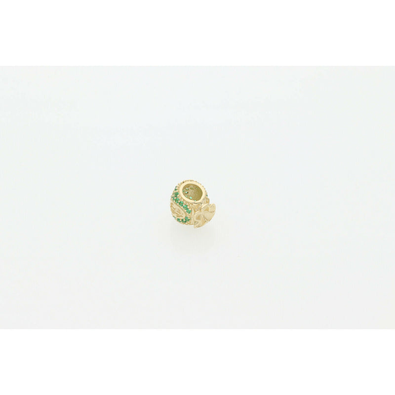 14 Karat Gold Cz Green Dollar Bag Charm W:1.7