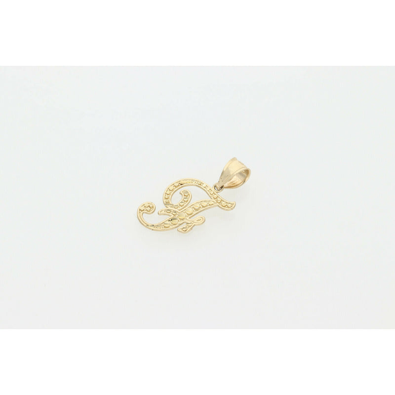 10 karat Gold Textured Letter "F" Charm W:1