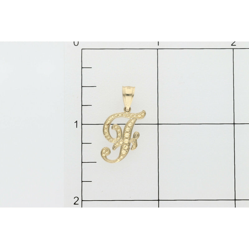 10 karat Gold Textured Letter "F" Charm W:1