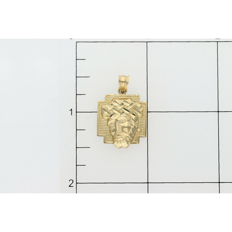 10 Karat Gold Textured Jesus Face Charm