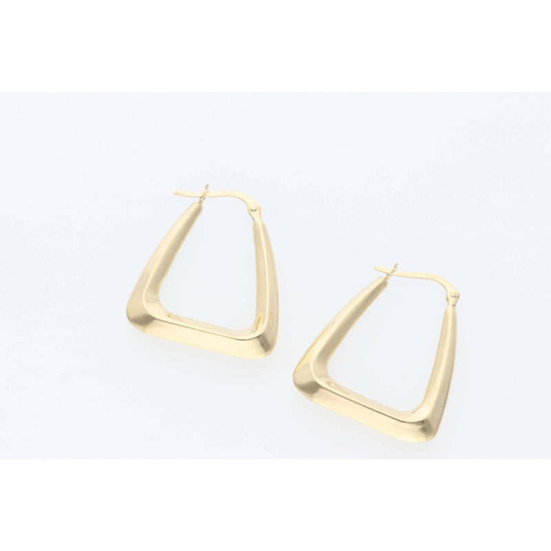 14K Gold Triangle Fancy Hoop Earring W:2.8