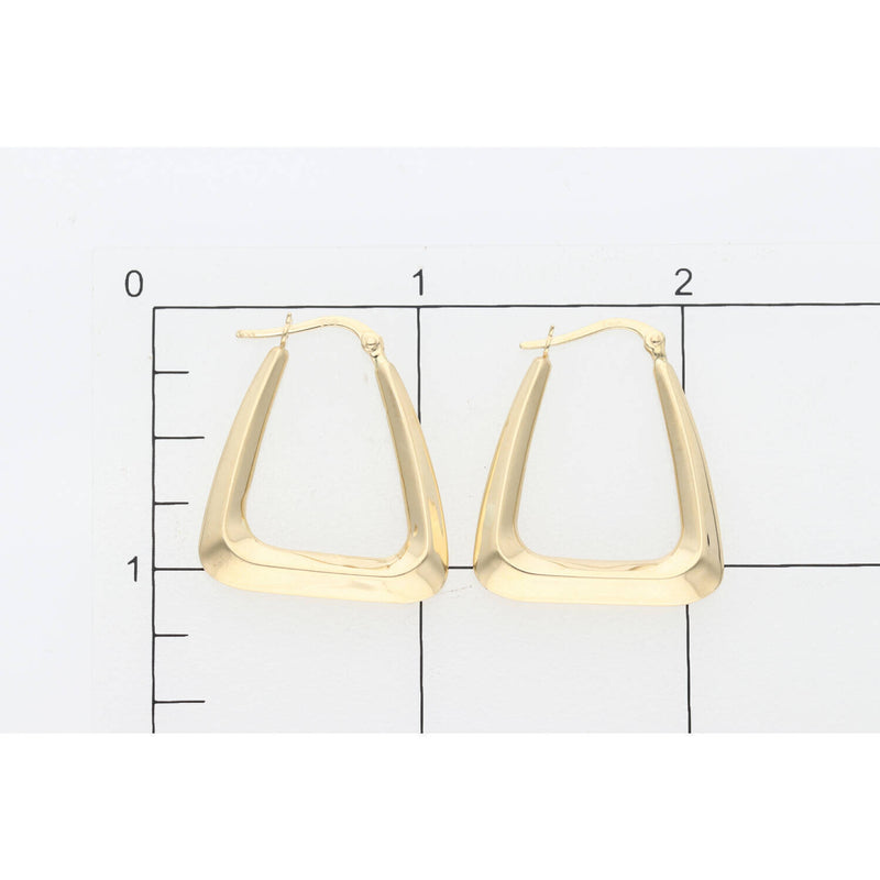 14K Gold Triangle Fancy Hoop Earring W:2.8