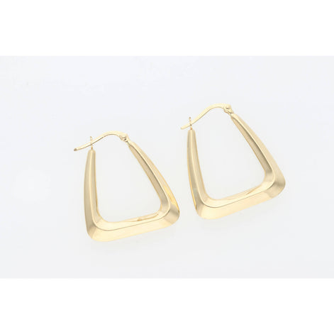 14K Gold Triangle Fancy Hoop Earring W:2.8