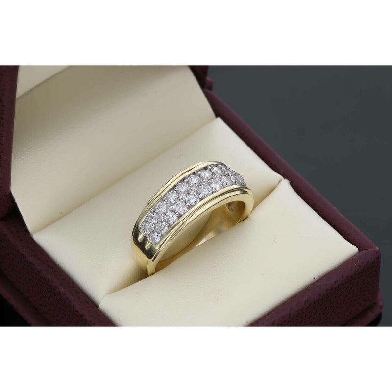 10 Karat Gold YG 1.55Ctw Diamond Mens Band - Veka Jewelry