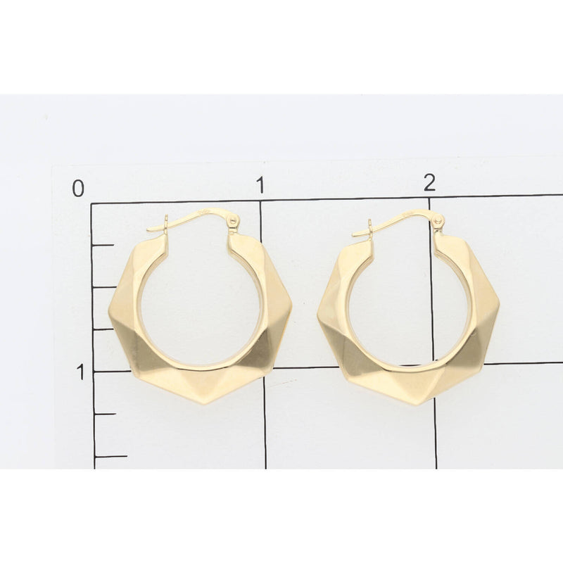 14K Gold Hexagon Hoop Earring W: 3.8