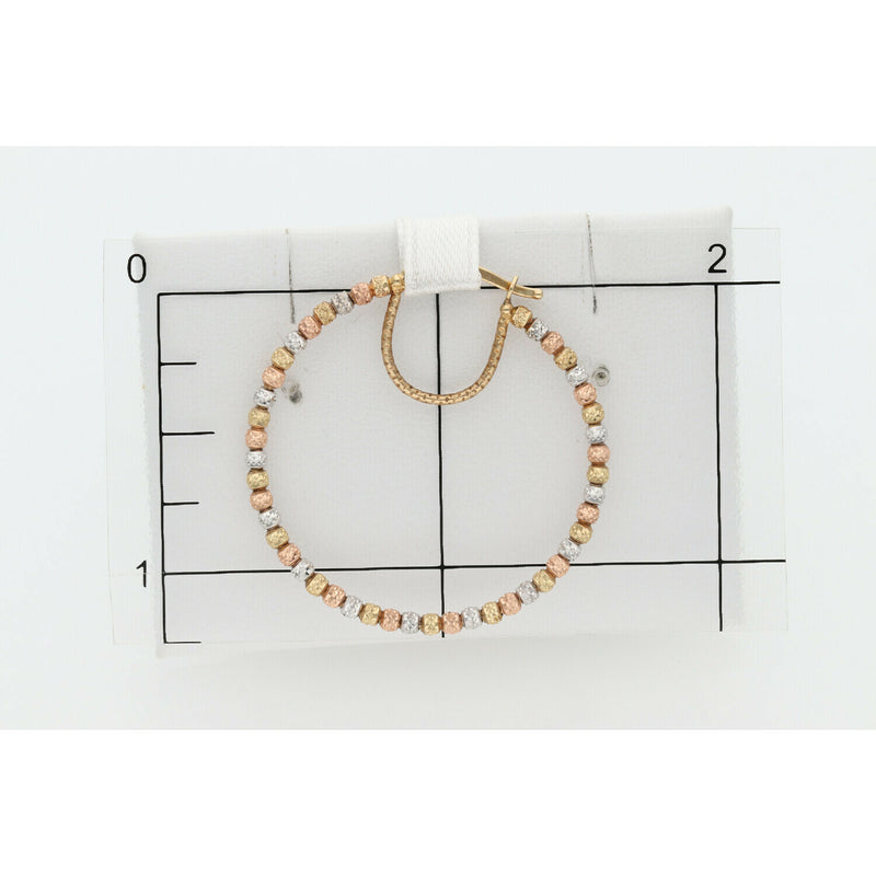 10 Karat Gold Three Tone Moon Hoops W: 3.8