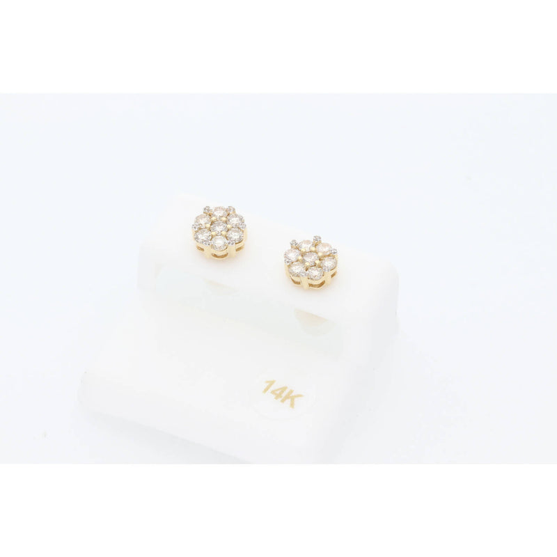 14K Gold & 1.15 CTW Diam Flower Earrings