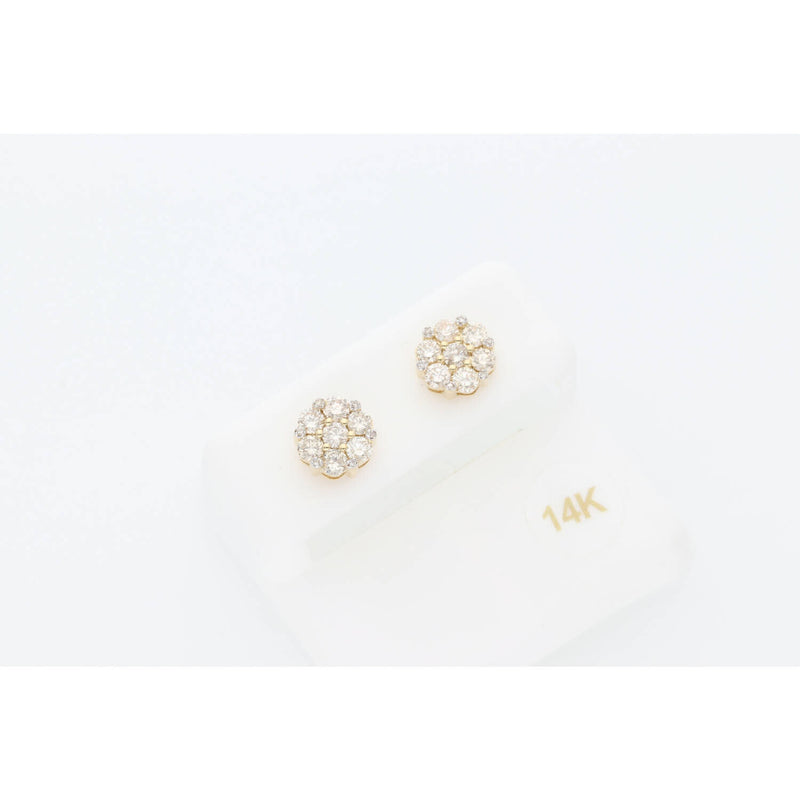14K Gold & 1.15 CTW Diam Flower Earrings
