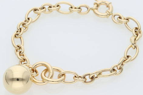 14K G Ball Uneven Rollo Bracelet 6.1x8