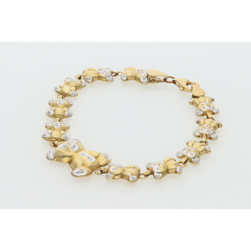 10 Karat Gold Teddy Bear Bracelet 9.6x7.5" W: 8