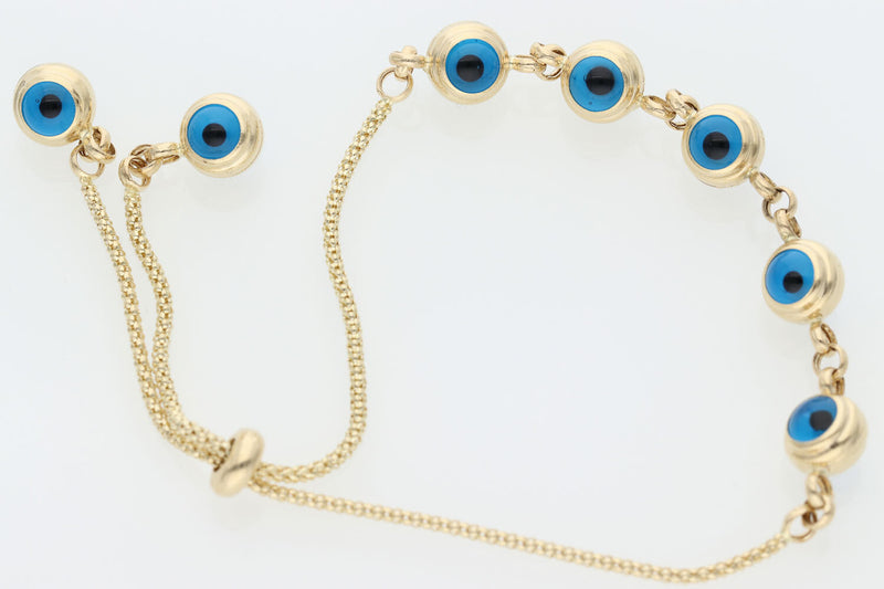 14K Gold 7 Eyes Popcorn Bracelet 1.4x8" W: 5.9