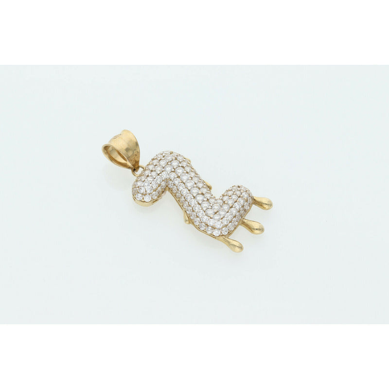 10 Karat Gold Cz Dripping Letter "Z" Bubble Charm W:4.1