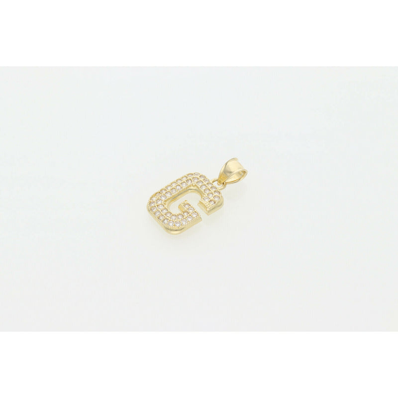 10 Karat Gold & Cz Letter "G" Charm W: 1.5
