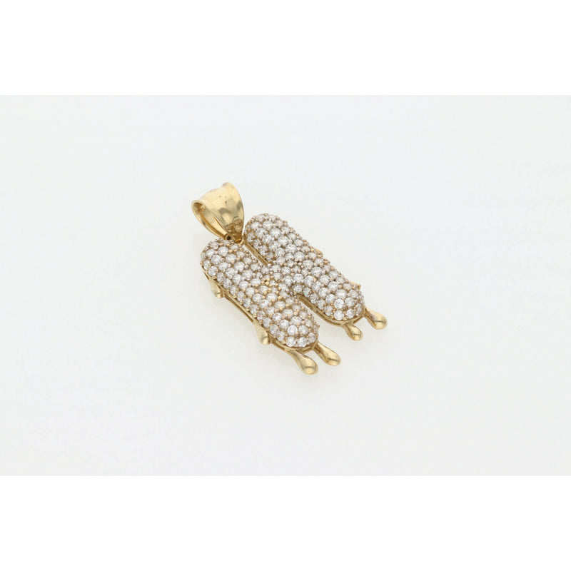 10K Gold Cz Melted Bubble Letter "H" Charm W:4.7