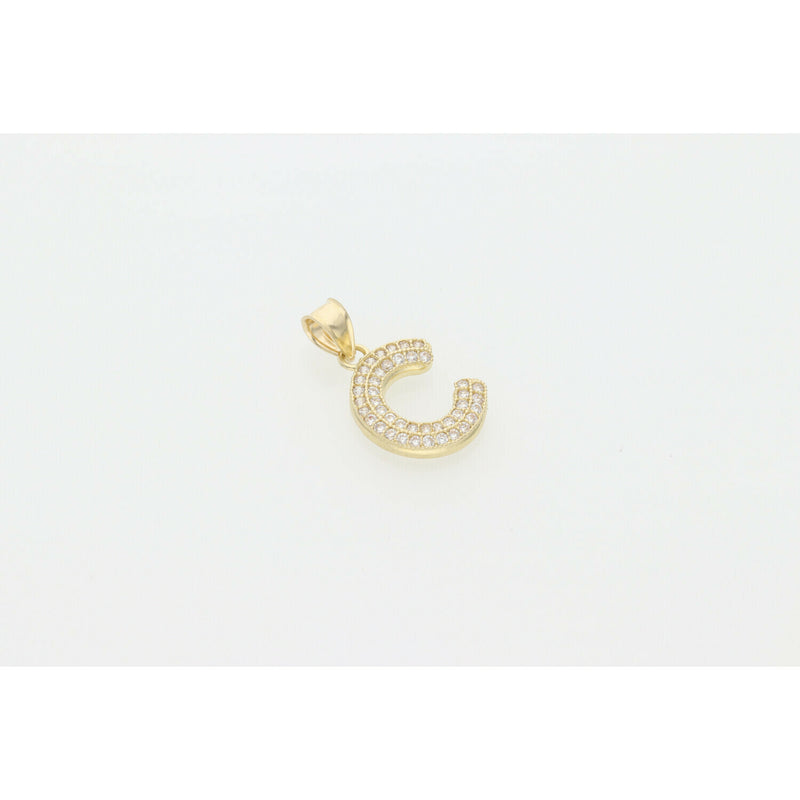 10 Karat Gold Zirconium Letter "C" Charm W: 1.4