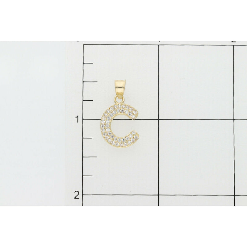 10 Karat Gold Zirconium Letter "C" Charm W: 1.4