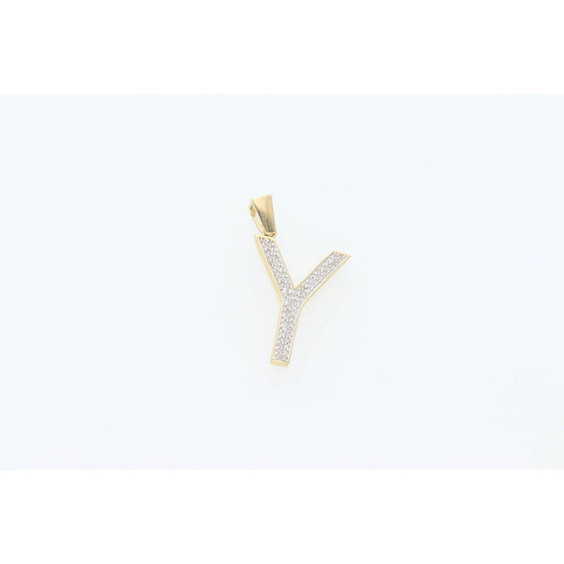 10 Karat Gold 0.15ctw Diamond Initial "Y" Pendant
