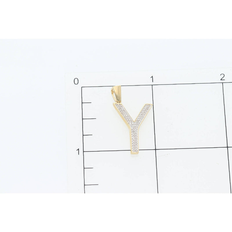 10 Karat Gold 0.15ctw Diamond Initial "Y" Pendant