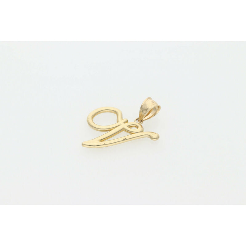 10 Karat Gold Cursive Letter "V" Charm W: 1.4