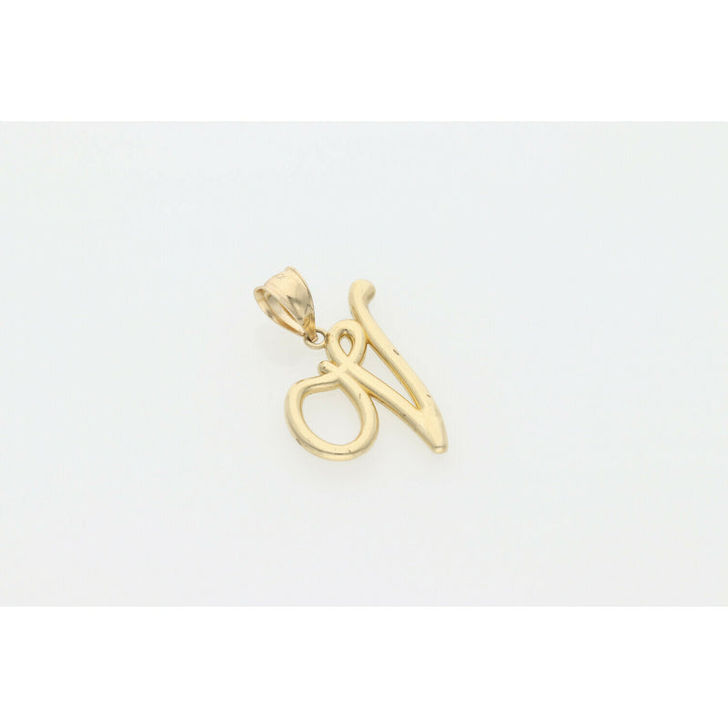 10 Karat Gold Cursive Letter "V" Charm W: 1.4