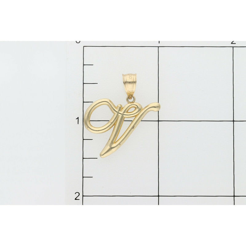10 Karat Gold Cursive Letter "V" Charm W: 1.4