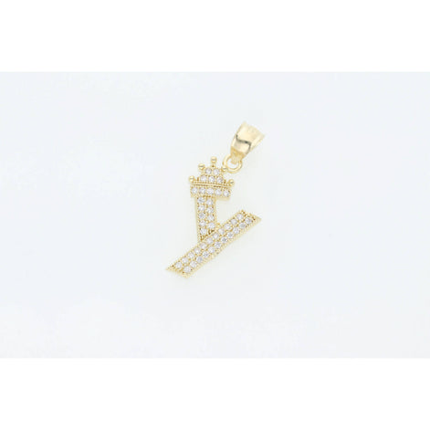 10 Karat Gold Cz Crown Letter 