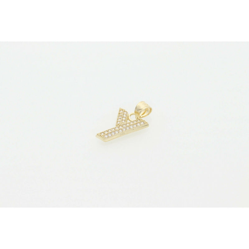 10 Karat Gold & Cz Letter "Y" Charm W:1.1
