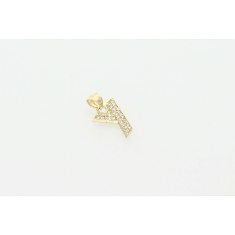 10 Karat Gold & Cz Letter "Y" Charm W:1.1