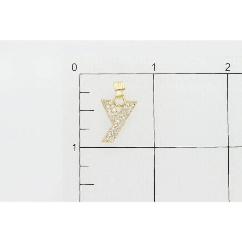10 Karat Gold & Cz Letter "Y" Charm W:1.1