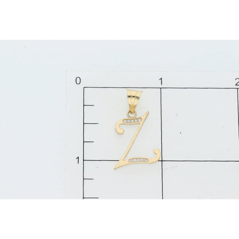 14 Karat Gold Cz Initial "Z" Pendant W:1.3