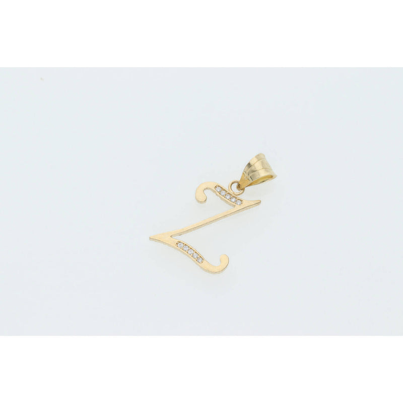 14 Karat Gold Cz Initial "Z" Pendant W:1.3