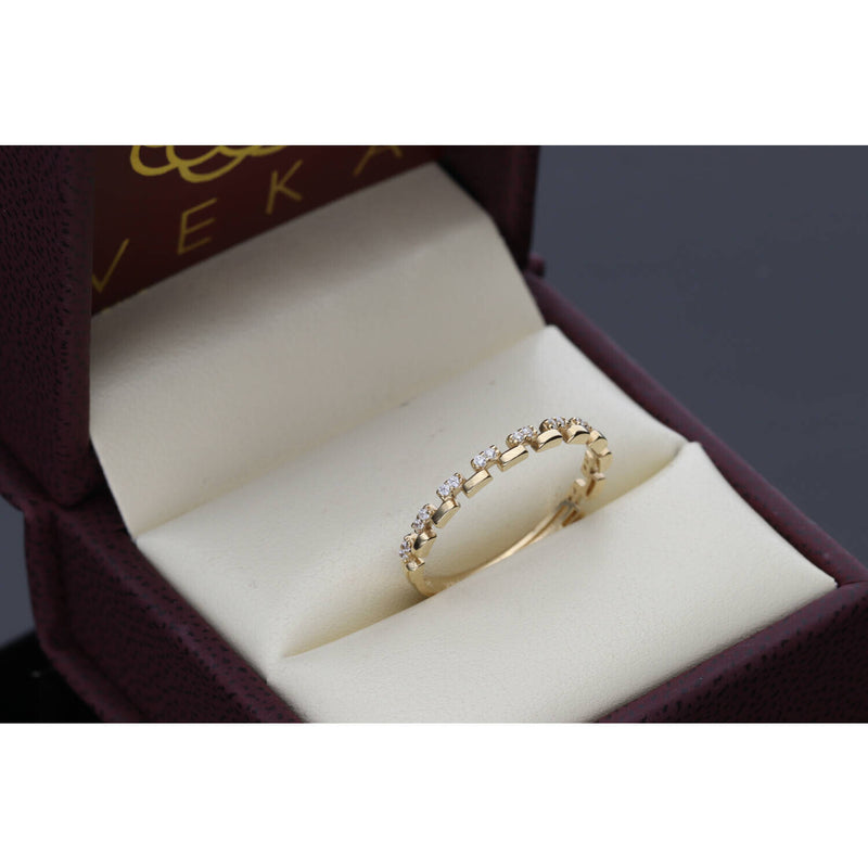 14 Karat Gold & Zc ZigZag band Size8 W:1.1