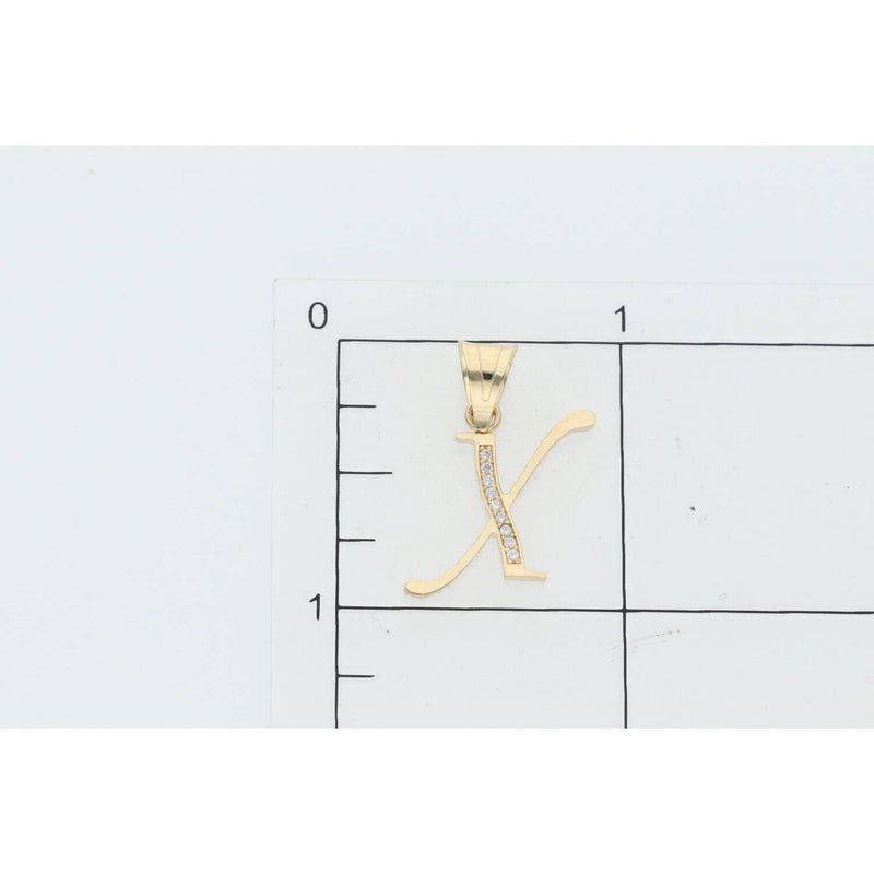 14 Karat Gold Cz Initial "X" Pendant W:1
