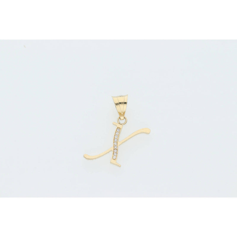 14 Karat Gold Cz Initial "X" Pendant W:1