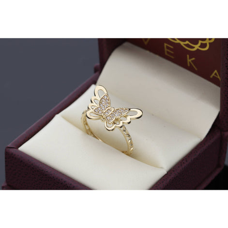 14 Karat Gold Cz Butterfly Ring S:7.5 W:2.1