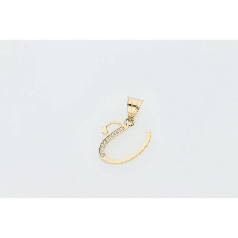 14 Karat Gold Cz Initial "U" Pendant W:1.3