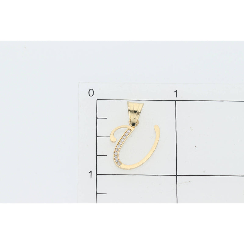 14 Karat Gold Cz Initial "U" Pendant W:1.3